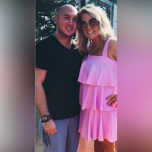 Pink lily polka dot dress- size medium